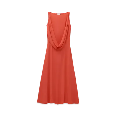 Alexander McQUEEN Draped Midi Dress "Coral"