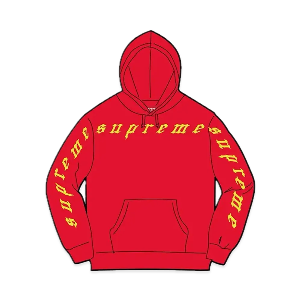 Supreme Raised Embroidery Hooded Sweatshirt "Red"