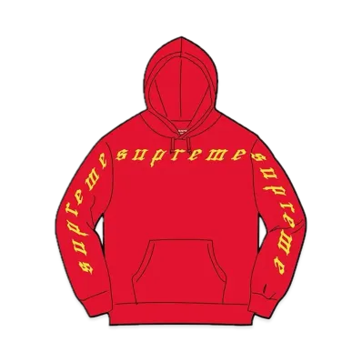 Supreme Raised Embroidery Hooded Sweatshirt "Red"