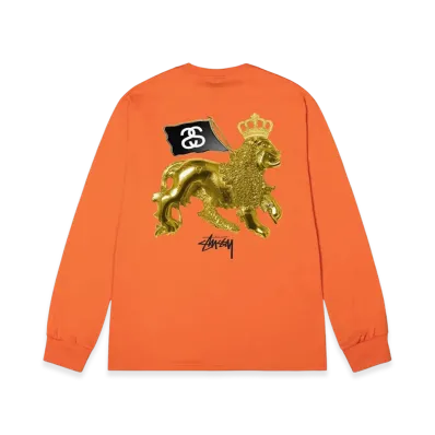 Stussy Gold Lion LS Tee "Coral"
