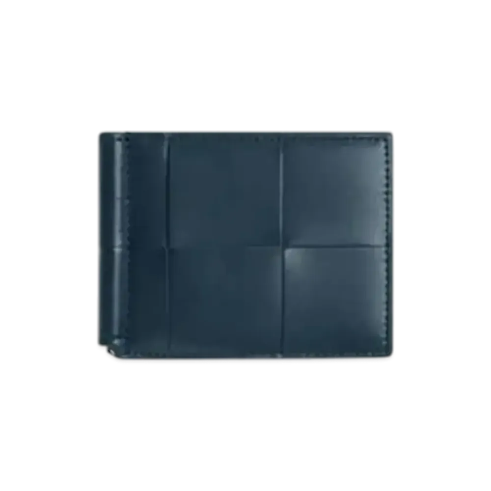 Bottega Veneta Cassette Bill Clip Wallet "Deep Blue/Umbra"