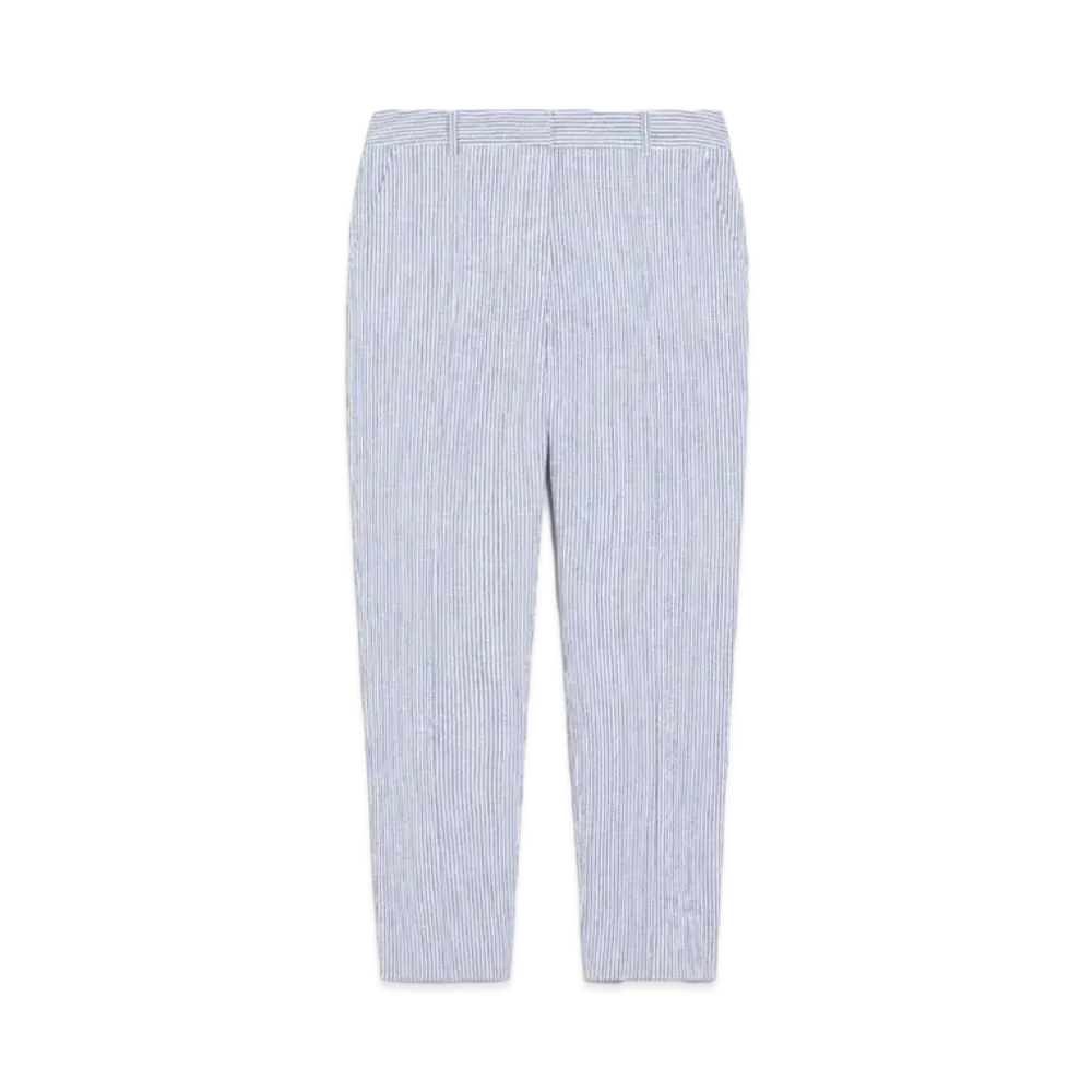 Max Mara Starlet Cotton Linen Seersucker Pants "Light Blue"