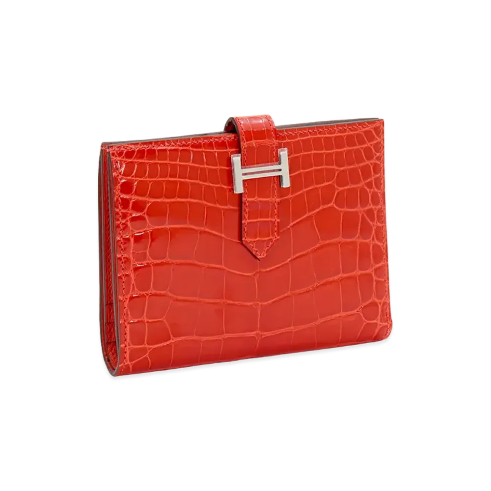 Hermes Bearn Compact Alligator Mississippi "Orange"