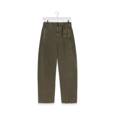 LEMAIRE Women's Twisted Belted Pants "Moss Green"