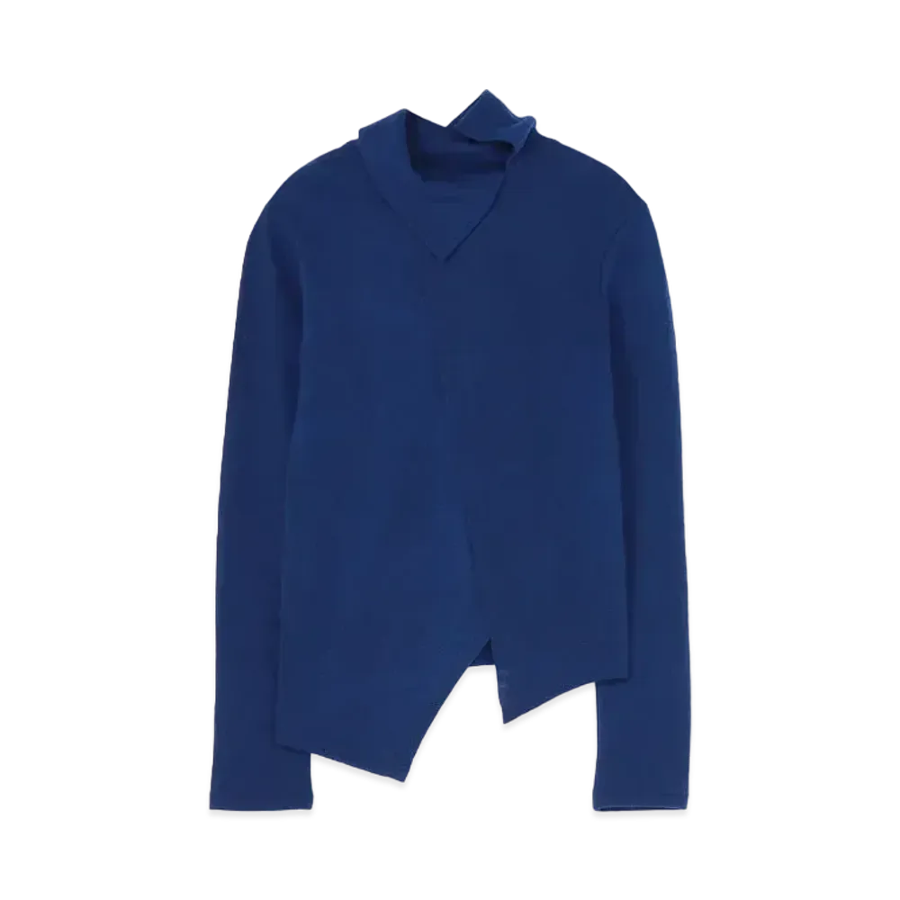 Yohji Yamamoto AIRY SPUN MILLED PS HEM ZIG-ZAG COLLAR "Navy"
