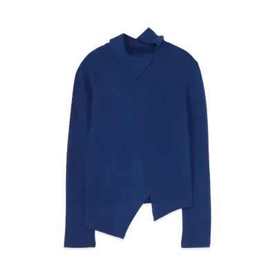 Yohji Yamamoto AIRY SPUN MILLED PS HEM ZIG-ZAG COLLAR "Navy"
