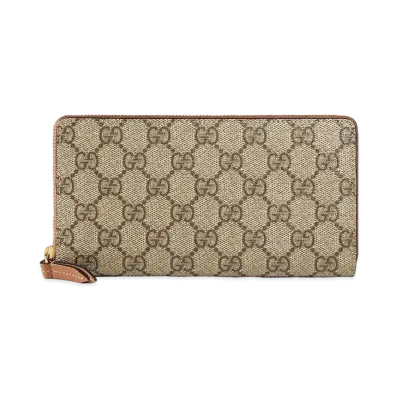 Gucci GG Supreme Zip Wallet "Beige"