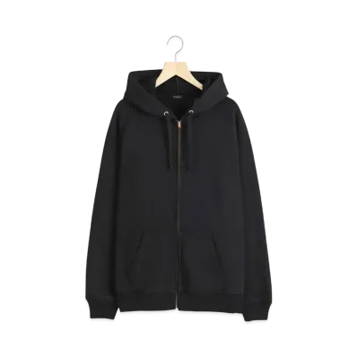 COMOLI Cotton Fleece Zip Parka "Black"