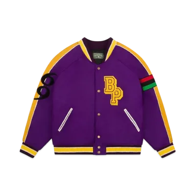 DENIM TEARS Come Out Fighting Varsity Jacket "Purple"