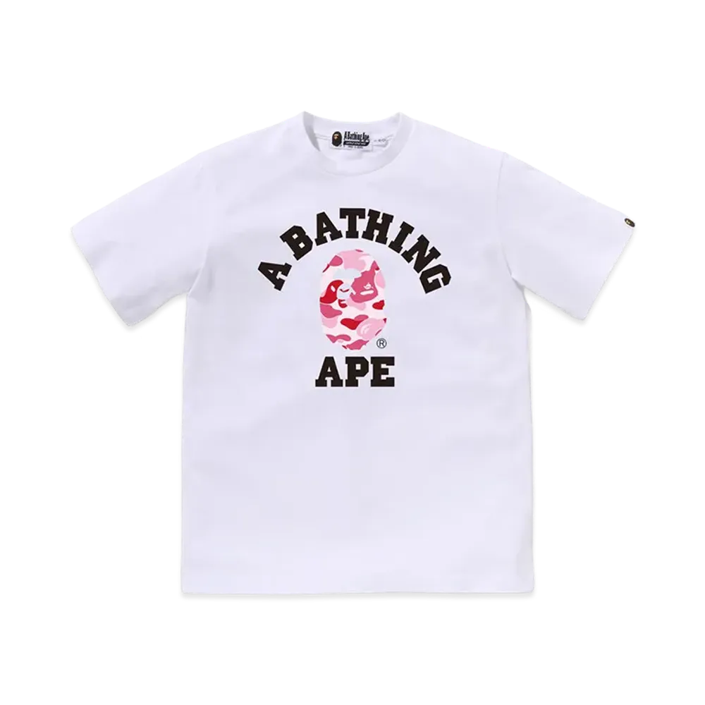 A BATHING APE Kids ABC Camo College Tee "White/Pink"