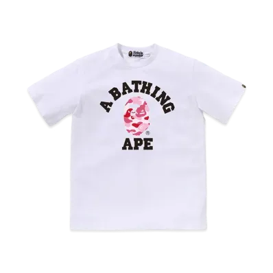 A BATHING APE Kids ABC Camo College Tee "White/Pink"