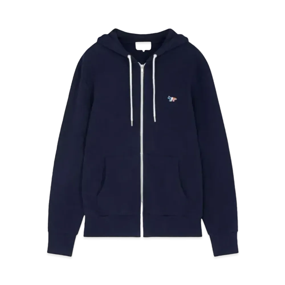 Maison Kitsune Zip Hoodie Tricolor Fox Patch "Navy"