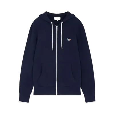 Maison Kitsune Zip Hoodie Tricolor Fox Patch "Navy"