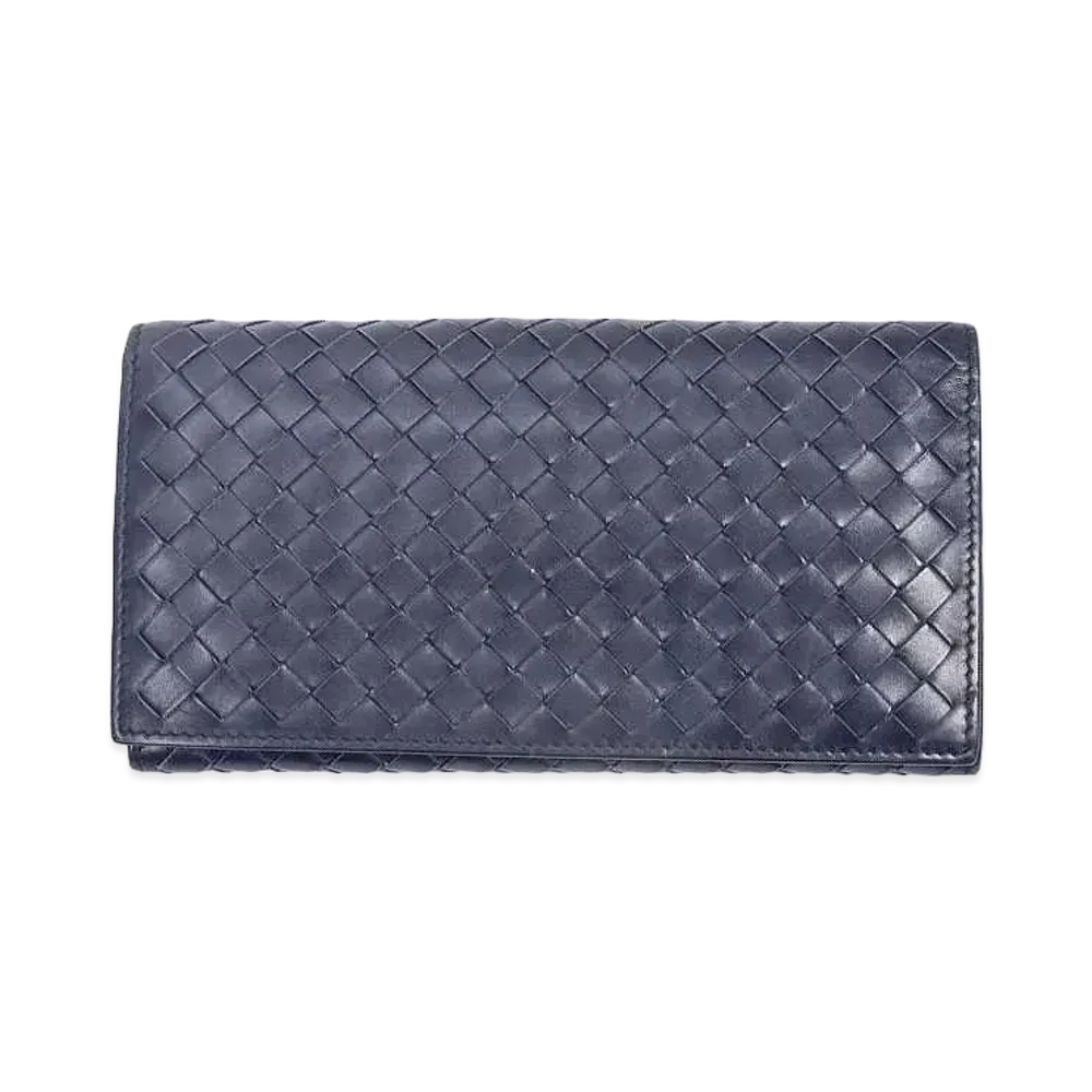 Bottega Veneta Intrecciato Leather Wallet "Blue"