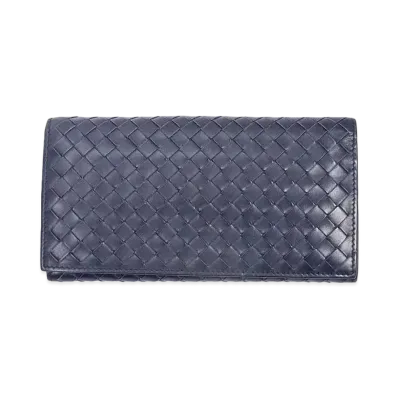Bottega Veneta Intrecciato Leather Wallet "Blue"