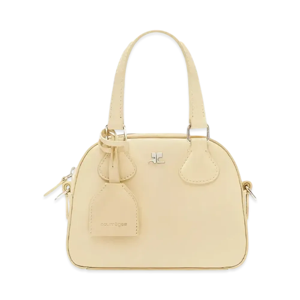 Courreges AC Stud Mini Iced Leather Bowling Bag "Soft Butter"