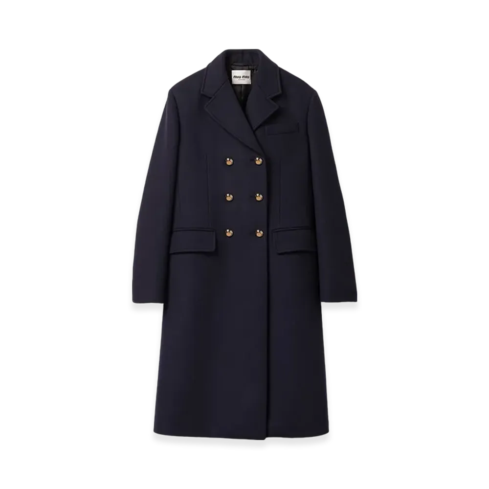 MIU MIU Women's Double-Breasted Cloth Coat "Navy"