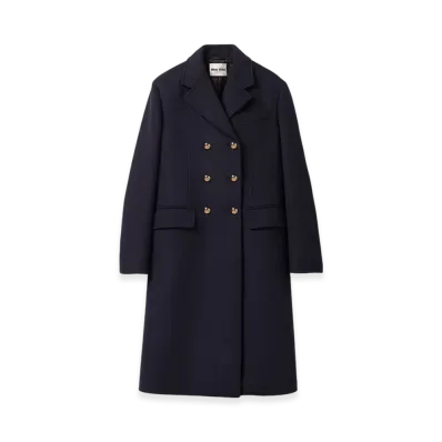 MIU MIU Women's Double-Breasted Cloth Coat "Navy"
