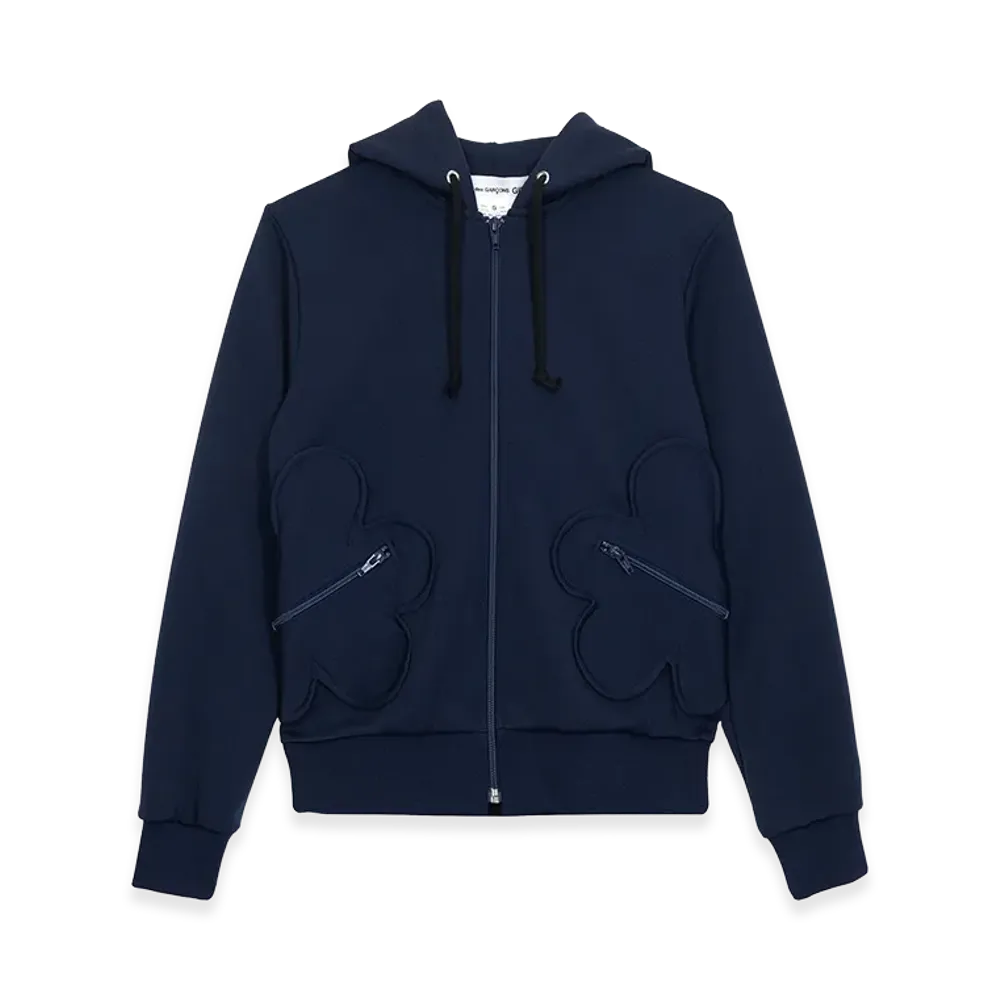 COMME des GARCONS Women's Flower Pocket Zip Hoodie "Navy Blue"