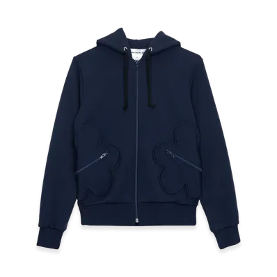 COMME des GARCONS Women's Flower Pocket Zip Hoodie "Navy Blue"