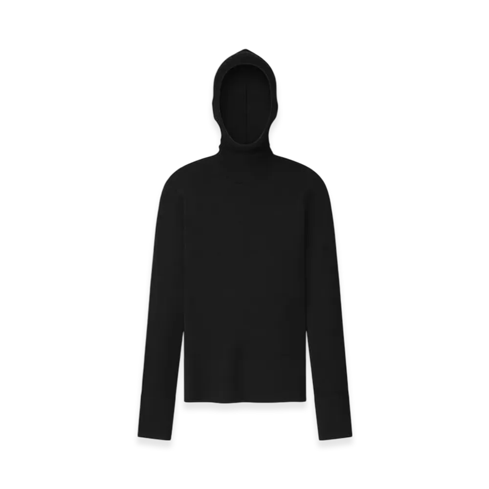 FEAR OF GOD ESSENTIALS Women's Long Sleeve Hooded Rib Top "Vintage Black"