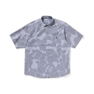 A BATHING APE Stripe Camo Relaxed Fit SS Shirt "Gray"