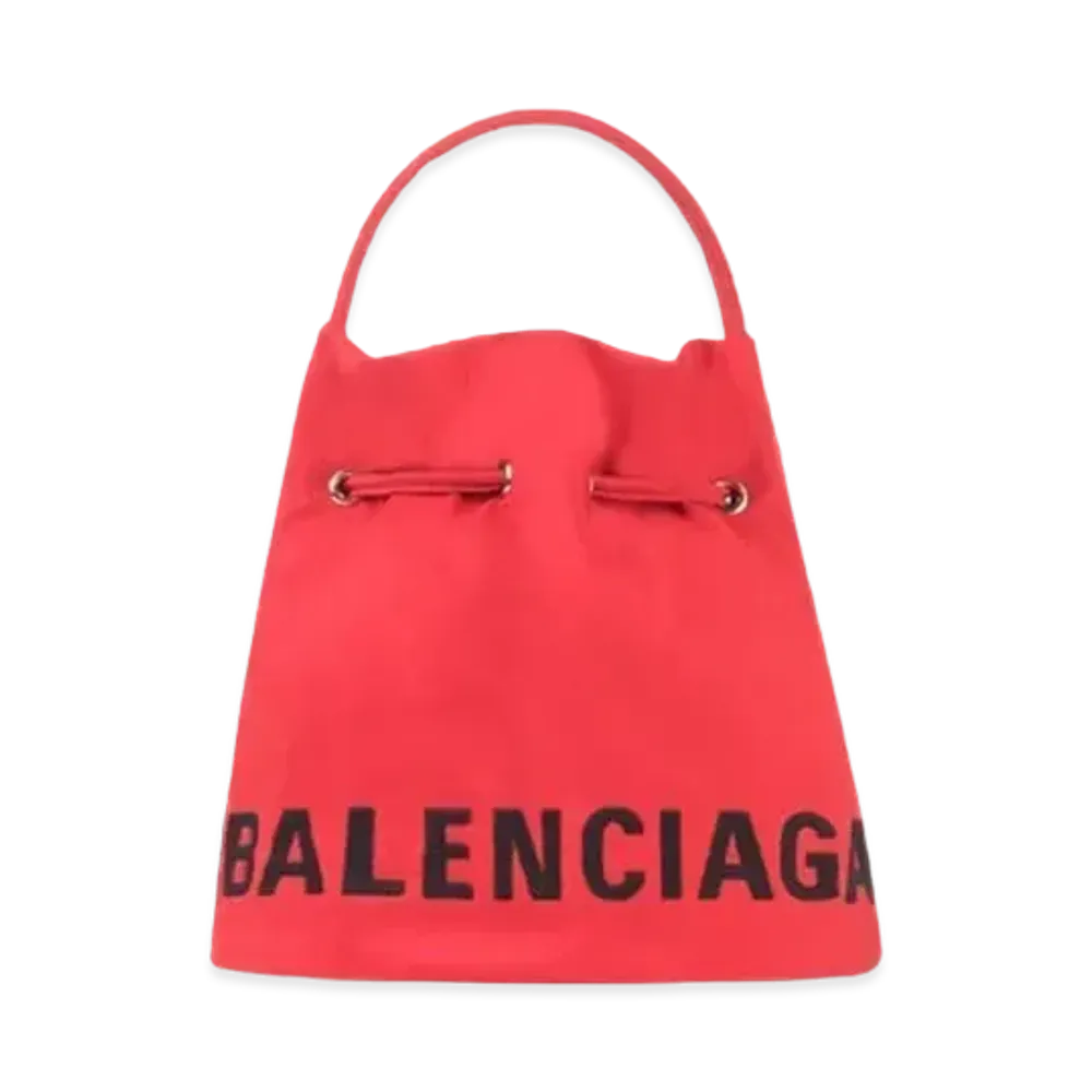 BALENCIAGA Women's Wheel XS Drawstring Bucket "Red/Black"