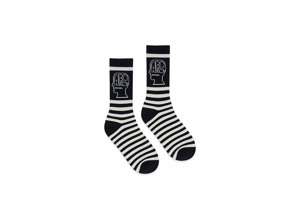 A.P.C. x Brain Dead Striped Socks "Navy"
