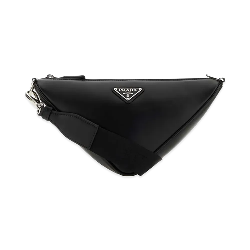 PRADA Leather Triangle Crossbody Bag "Black"