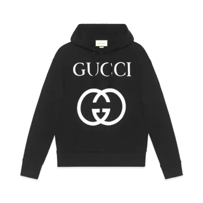 GUCCI Hooded Sweatshirt With Interlocking G "Black"