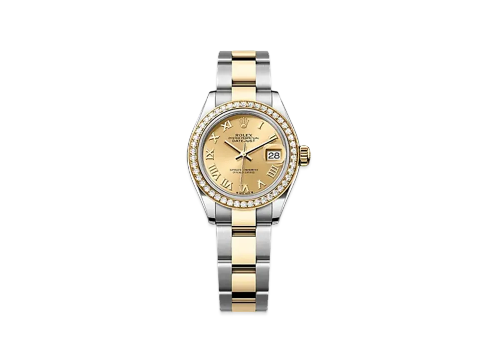 ROLEX Lady-Datejust 28mm Oystersteel & Yellow Gold Diamond 279383RBR "Champagne-colour"