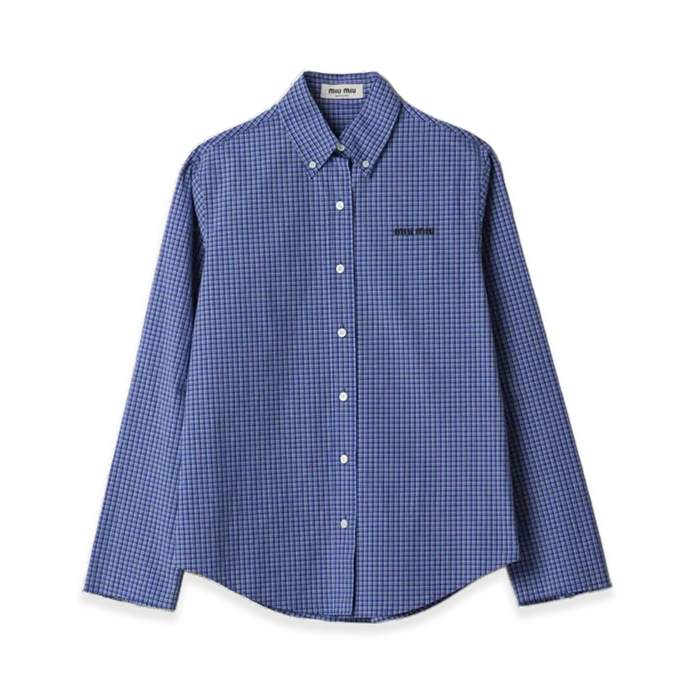 MIU MIU Women's Checked Shirt "Sapphire Blue"