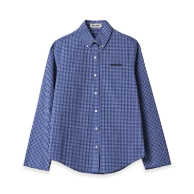 MIU MIU Women's Checked Shirt "Sapphire Blue"