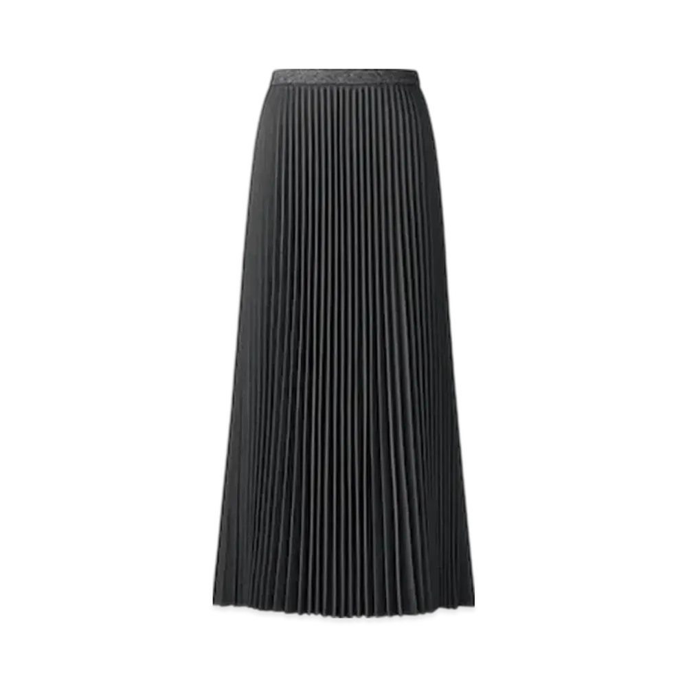 Uniqlo C Women'S Pleated Long Skirt "Dark Gray"