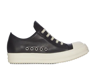 Rick Owens Women's SS26 Extreme Low Sneaks Full Grain Calf Leather "Black/Milk"