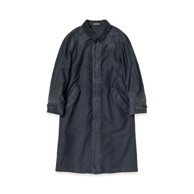 AURALEE Garment-Dyed Organic Cotton Heavy Moleskin Coat "Faded Black"