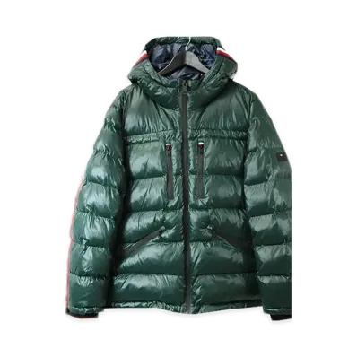 TOMMY HILFIGER Shiny Hoodie Puff Jacket Us Model Puff Blouson "Green"