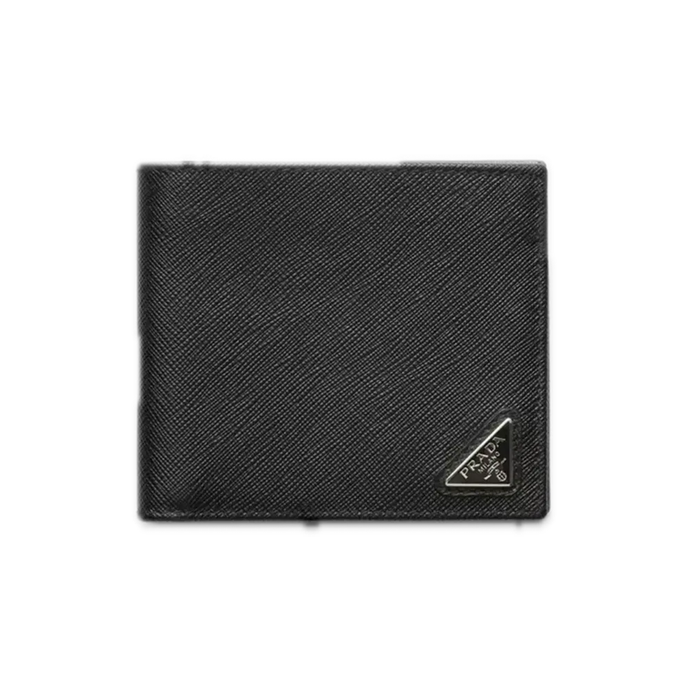 PRADA Saffiano Triangle Wallet "Black"