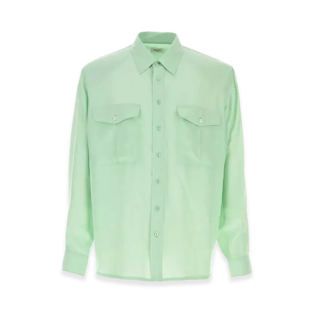Saint Laurent Mint Satin Shirt "Green"