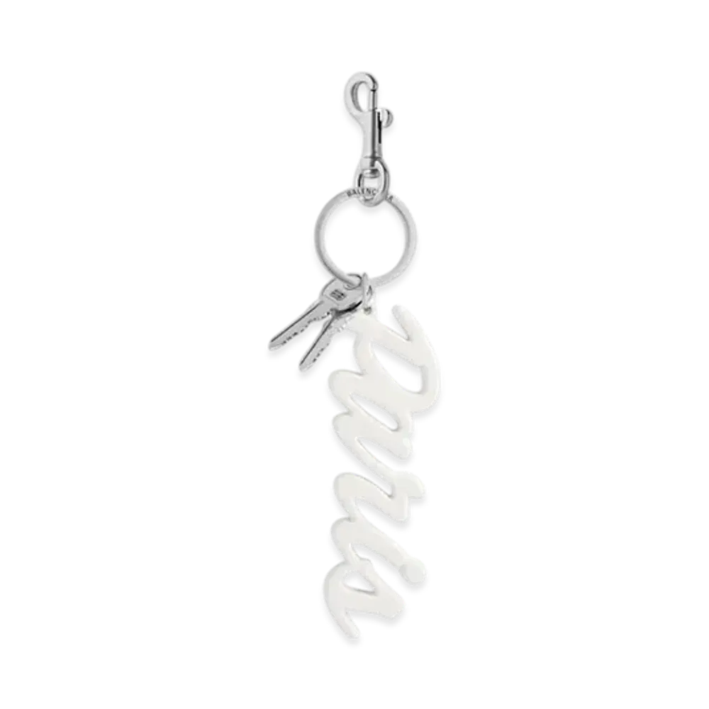 BALENCIAGA Charm Keychain Paris "White"