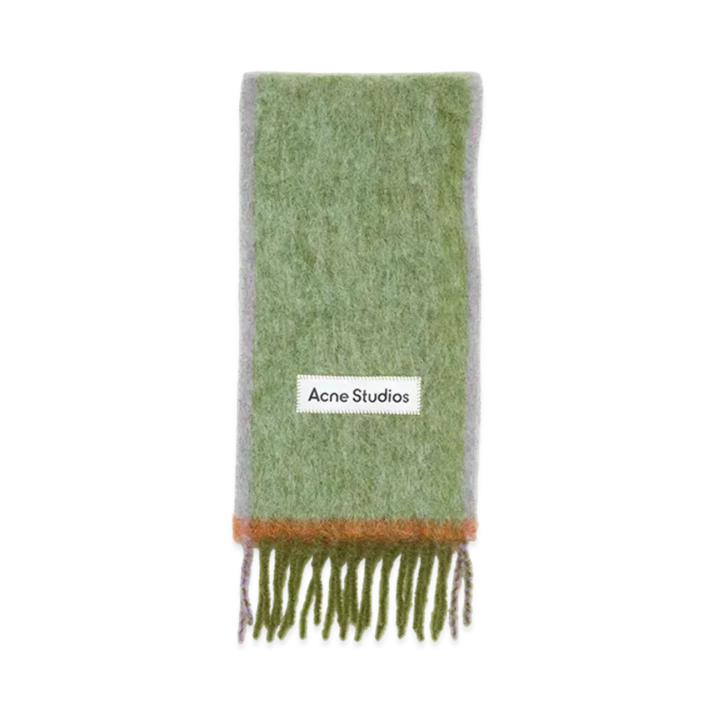 Acne Studios Fringed Wool Scarf "Grass Green"