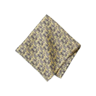 BEAMS BEAMS PLUS / Silk Mini Paisley Print Handkerchief "Yellow"