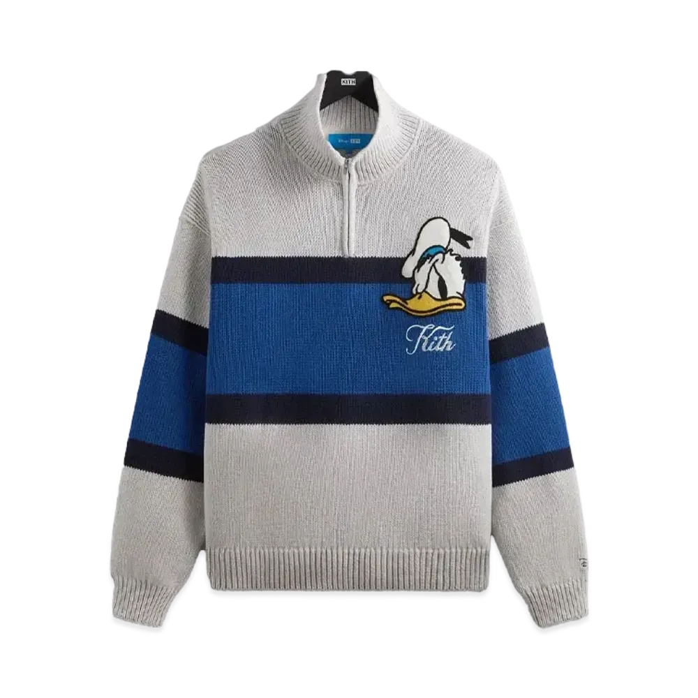 Kith x Disney For Donald Duck Quarter Zip Wyona Sweater "Light Heather Grey"