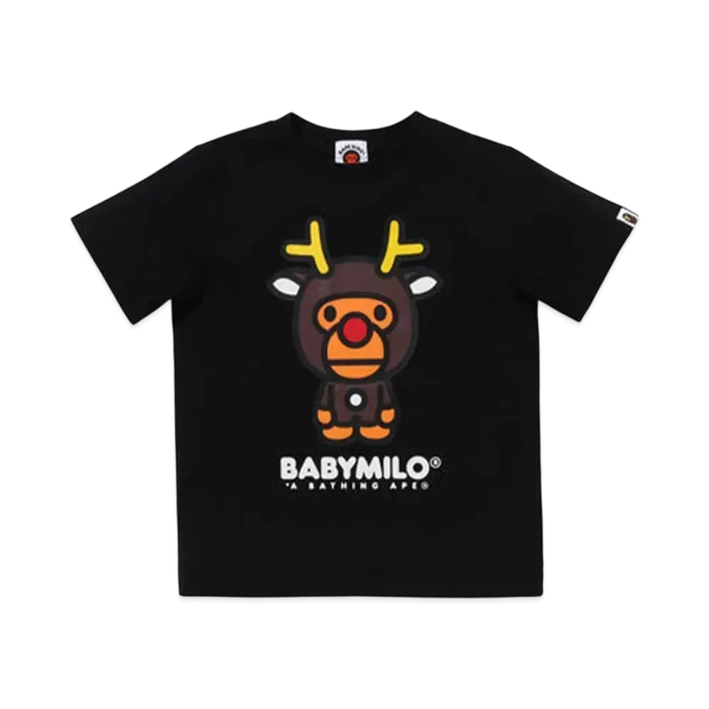 A BATHING APE Baby Milo Reindeer Tee "Black"
