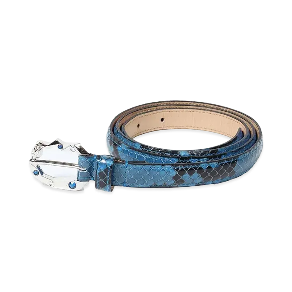 WACKO MARIA Wolfs Head / Python Leather Belt "Blue"