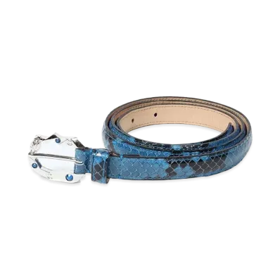 WACKO MARIA Wolfs Head / Python Leather Belt "Blue"