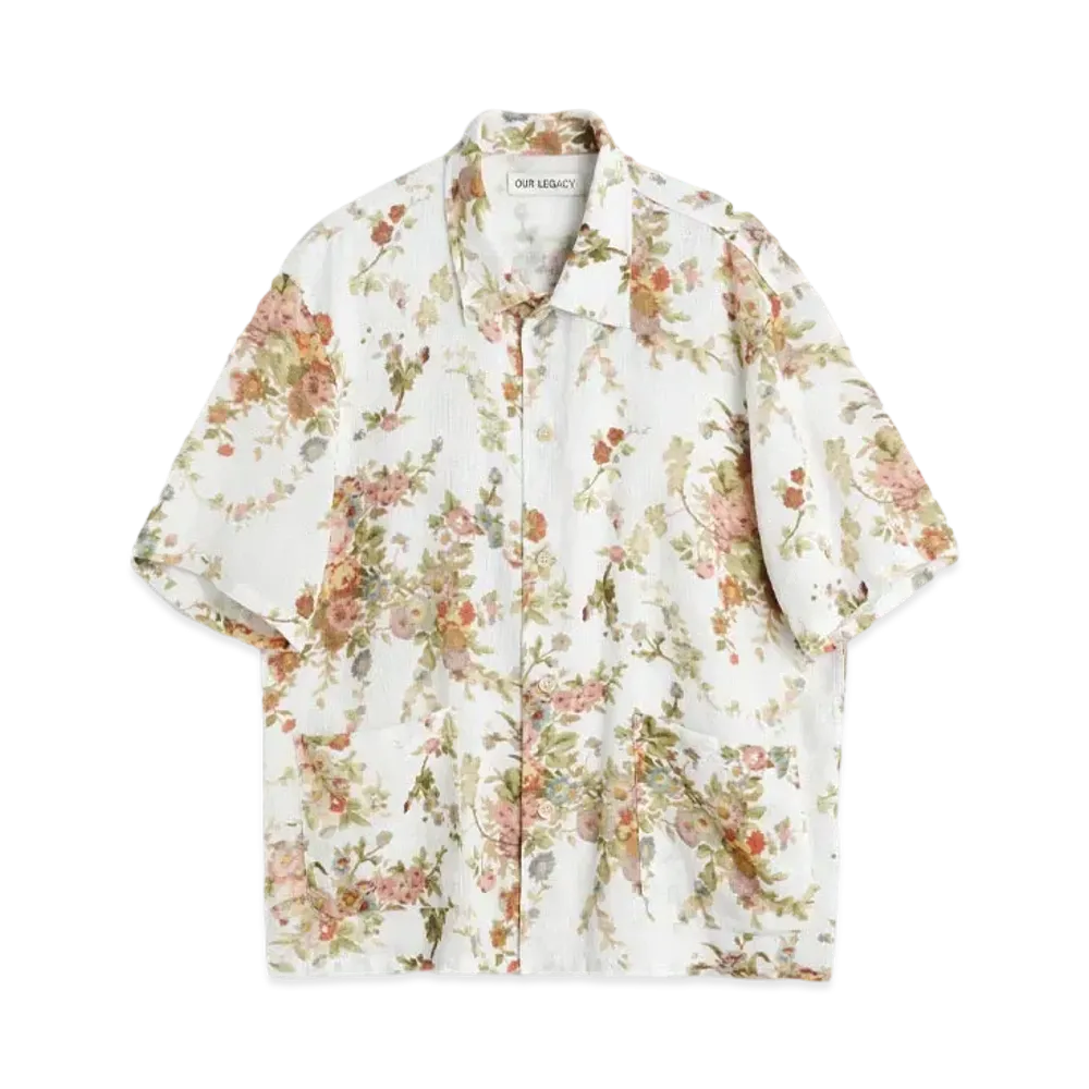 OUR LEGACY Elder Shirt Shortsleeve Tapestry Print "White Floral"