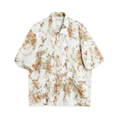 OUR LEGACY Elder Shirt Shortsleeve Tapestry Print "White Floral"