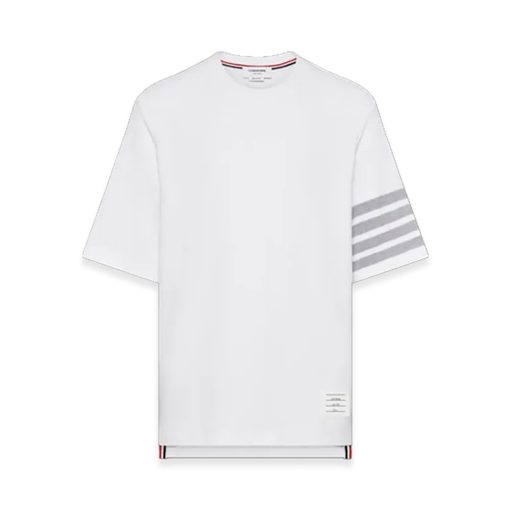 THOM BROWNE Textured Pique 4-Bar T-Shirt "White"