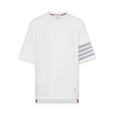 THOM BROWNE Textured Pique 4-Bar T-Shirt "White"